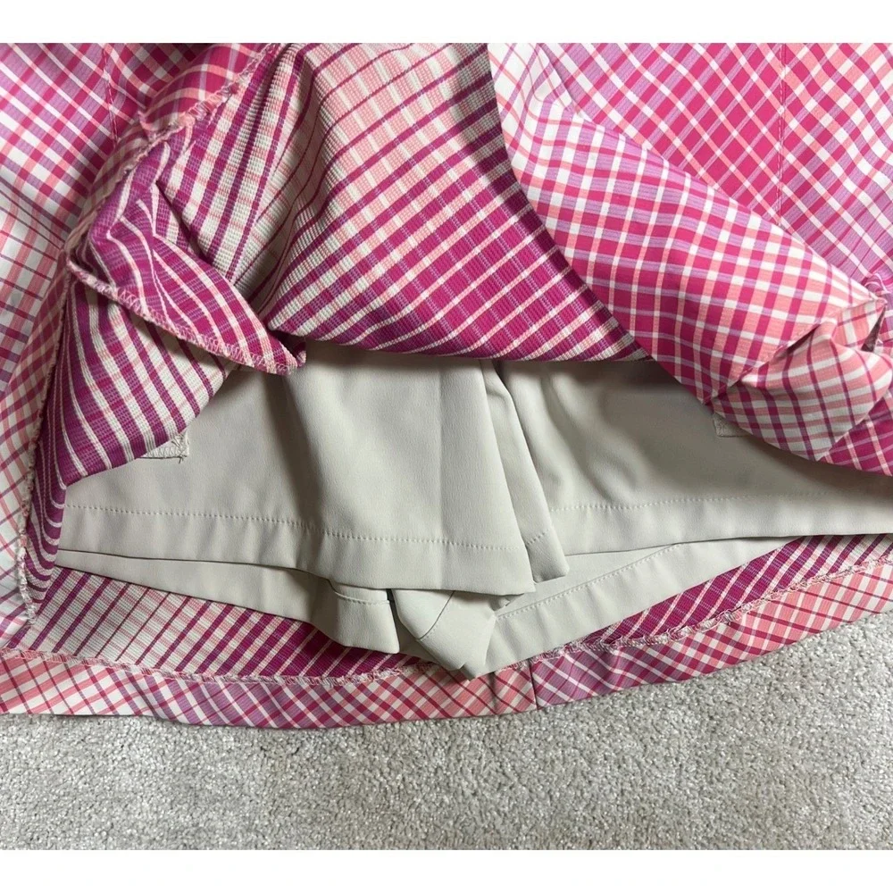 Nike Golf Dri-FIT Pink Plaid Skort Womens Size 12 Activewear Tennis Skirt Retro